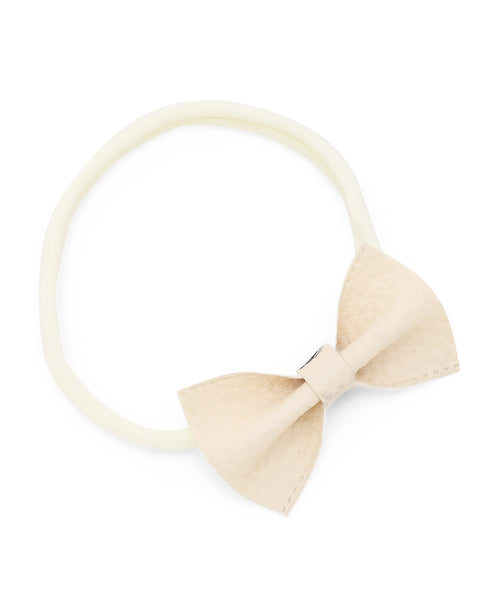 Leather Bow Headband Set - Light Pink & Off-White