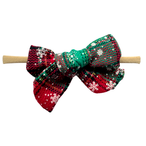 Christmas Big Knot Bow Headband- Green & Red