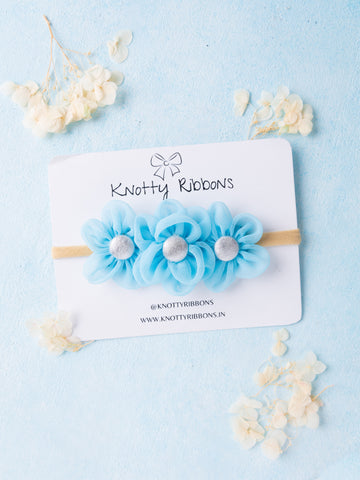 Chiffon Four Flower Headband - Light Blue