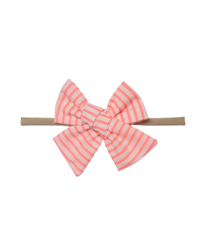 Striped Knot Bow Headband - Neon Orange