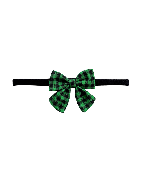 Flower & Bow Headband Set - Green, Black & White