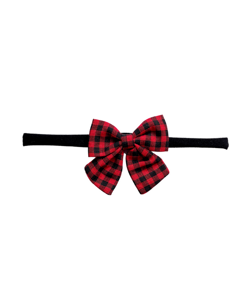 Flower & Bow Headband Set - Red, Golden & Black