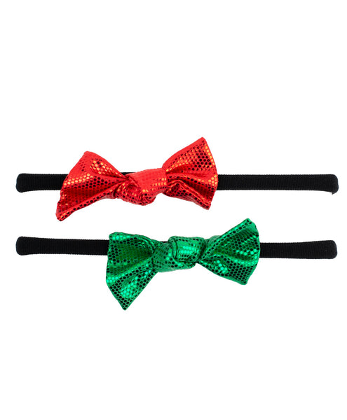 Knot Bow Headband Set - Red & Green