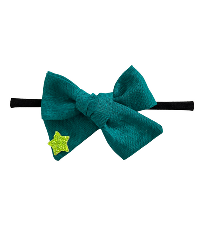 Star Applique Knot Bow Headband - Teal