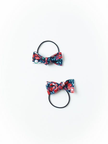 Mini Floral Hair-Tie Set- Black & Red