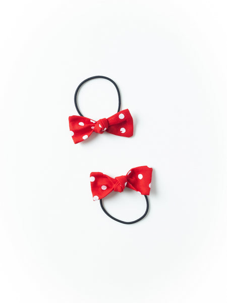 Mini Polka Dot Hair-Tie Set- Red